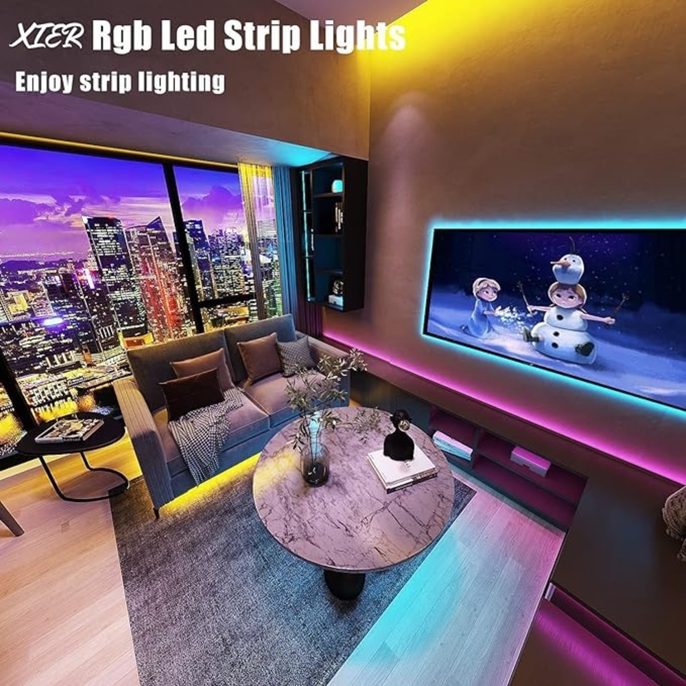 New RGB LED Strip Lights w/ Remote, App Control, Music Sync, Timer Setting 65.6’ - Picture 2 of 7